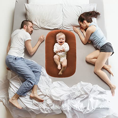 Image of Baby Lounger for Newborns, Soft Baby Nest & Floor Cushion, Portable Diaper Changing Pads for Boys & Girls 0-12 Months-Coffee
