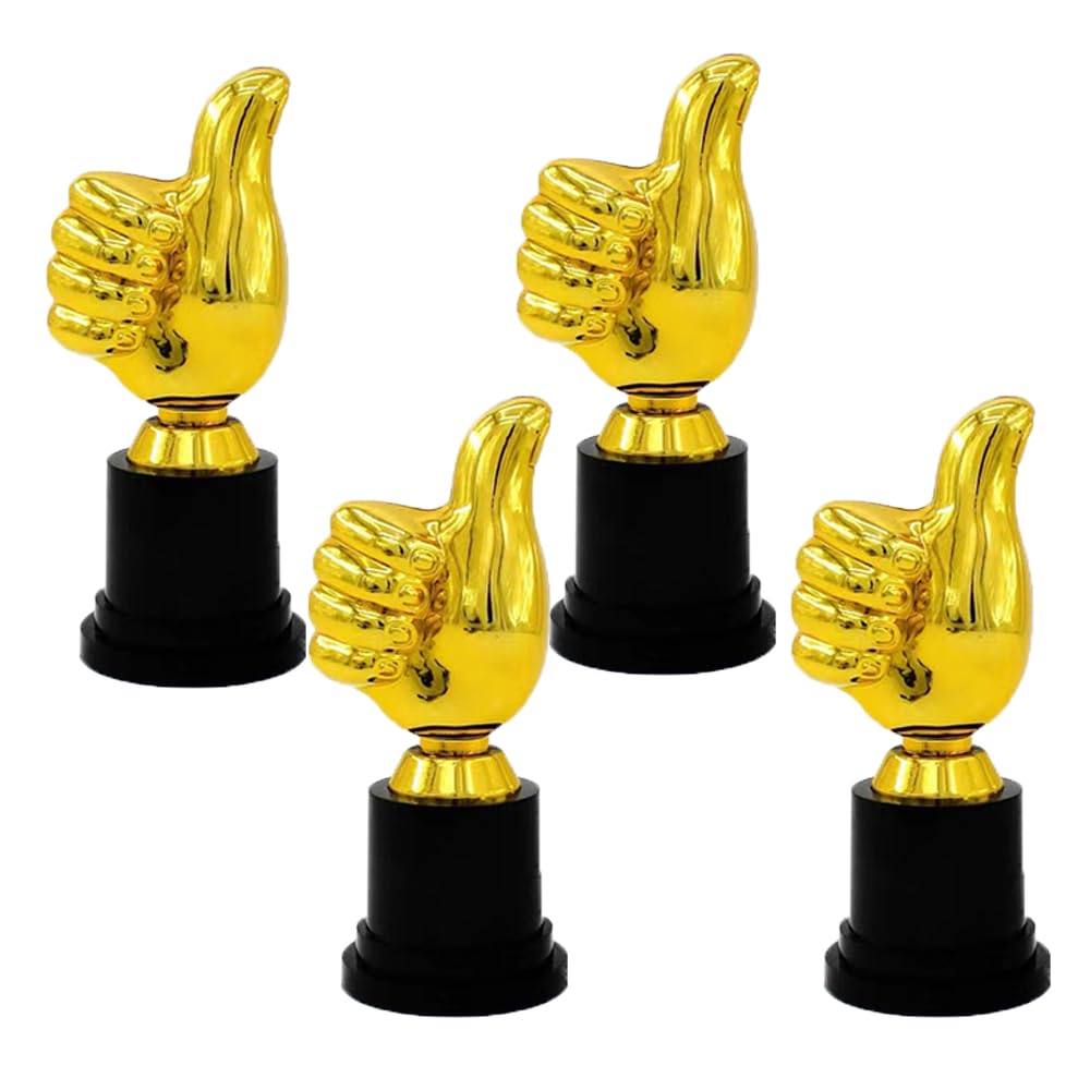 4Pcs Gold Trophy Plus Thumbs UP,Trophies Thumbs up Trophies, Trophies Gold Trophy Awards Rewards Trophies Trophy,Gold Trophy Cup Trophy for Kid for Award Ceremony Party Celebrations Competitions