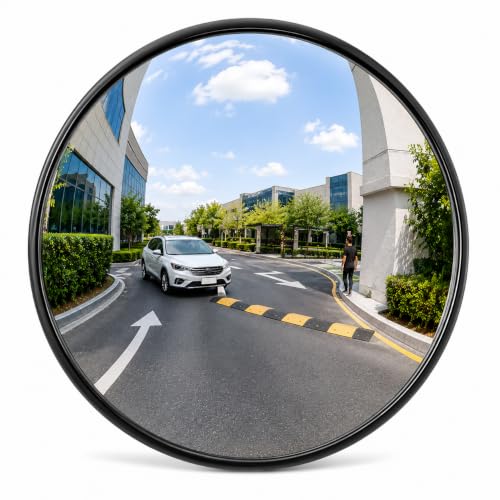 BESEA 24 Inch Convex Safety Mirror, Wall Mounted Blind Spot Traffic Mirror for Garage, Warehouse, Store and Office, Wide Angle Security Mirror with Clear Visibility
