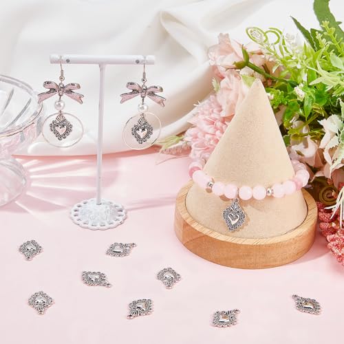 SUNNYCLUE 1 BOX 80PCS Sacred Heart Charms Milagros Heart Charms Mexican Cute Alloy Metal Antique Silver Love Charm Bulk for Jewellery Making Charms Christmas Easter Valentine's Day Gift Craft Supplies - Image 4