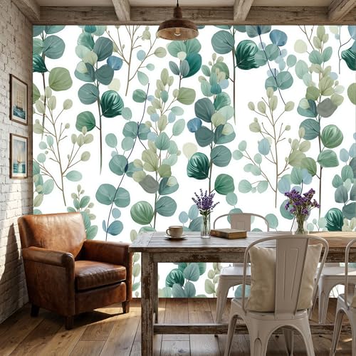 Papier peint fresque eucalyptus pour chambre à coucher parentale