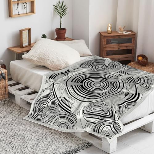 Couverture en peluche géométrique moderne noire de qualité - 5
