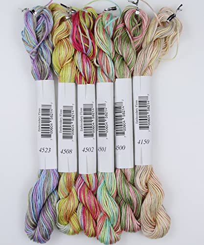 Image of KCS Big skeins of 25 Meters Size 25 Color Variegated Cross Stitch Stranded Threads,6 skeins,05