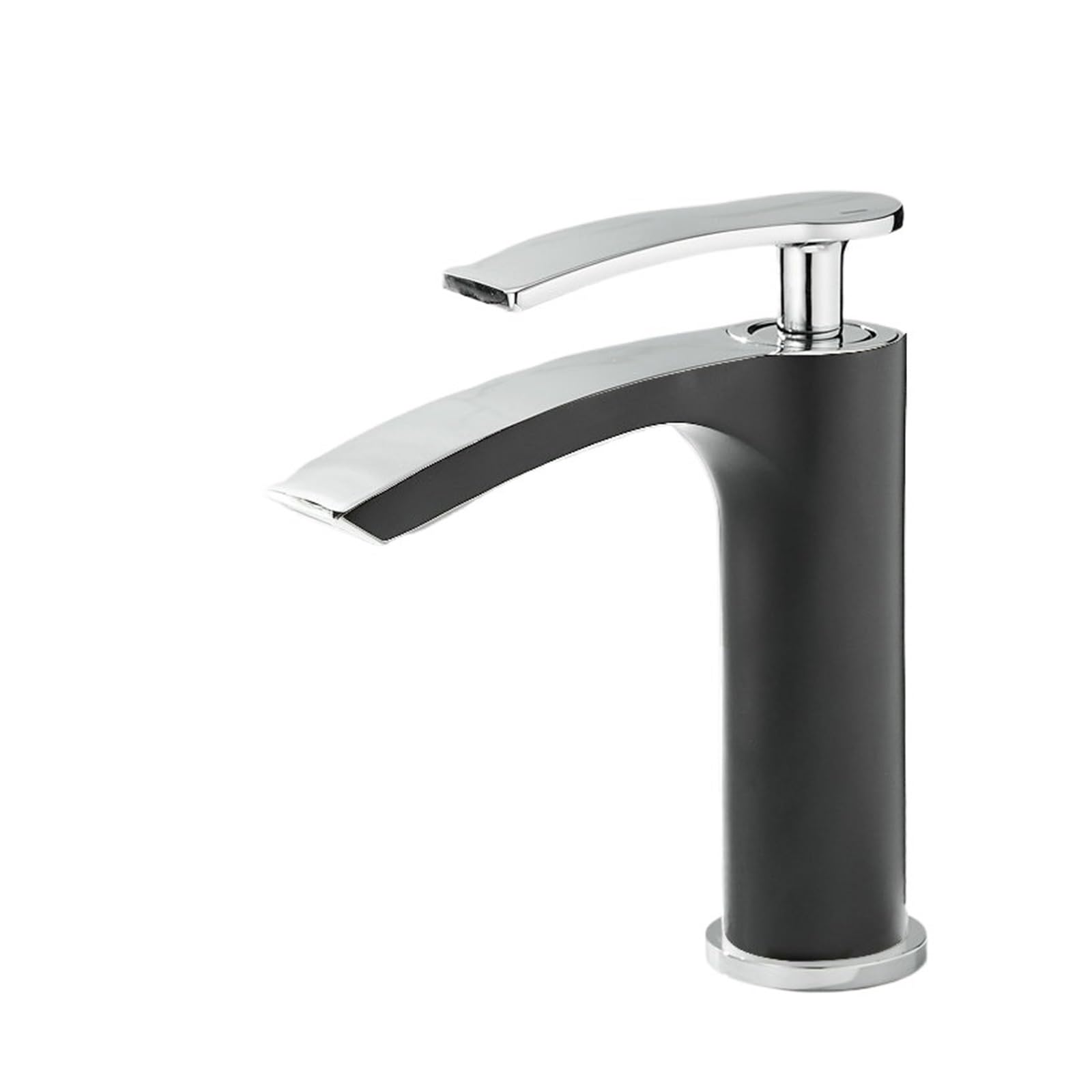 Gqnblvhzupdm Black Chrome Short Kitchen Faucets, Basin Faucet Brass Mixer Hot Cold Tap, White/Chrome/Black/Gold Bathroom Waterfall Faucets(Black Chrome Short)