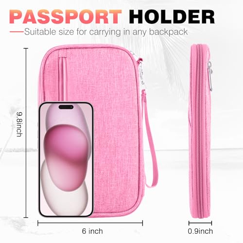 Passport Holder Family RFID Travel Document Organizer for Women Waterproof Passport Wallet Men Portable Case for Cards, Boarding Pass, ID, Money, Tickets with Zipper by HOHOM - Used condition - Image 2