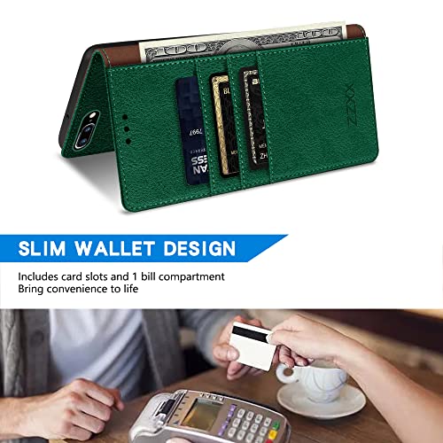 ZZXX for iPhone 7/8 Plus Wallet Case Magnetic Closure 5.5 inch,Green - image 4