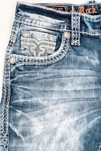 Rock Revival - Mens Talan RP3684A Straight Jeans, Color Denim, Size: 40W x 32L4