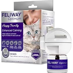 FELIWAY Optimum Cat Calming Pheromone Diffuser Kit | Advanced Support to Help Reduce Urine Spraying, Scratching, Fighting & Hiding Due to Stress. 30-Day Diffuser Supply