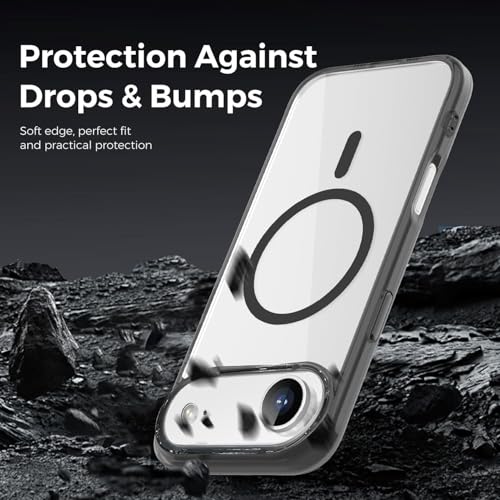 Image of VONZEE Translucent Clear Back Cover Compatible with (iPhone 17 Air Case)(2025), PC Shockproof Scratch Resistant, Non-Yellowing, Support Mag-Safe Wireless Magnetic Charging - Black|6.6''