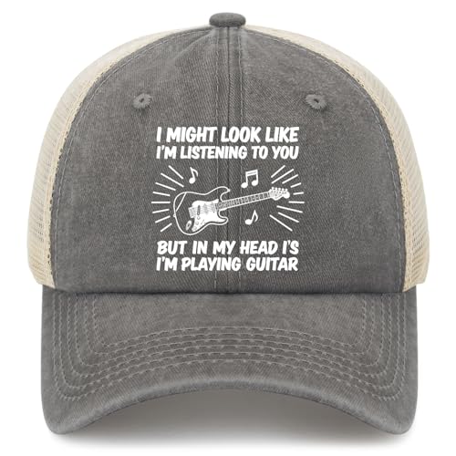 in My Heads I'm Playing My Guitar Hats for Men Fashion Washed Distressed