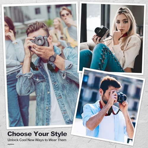 Image of Universal Camera Strap - Camera Neck Strap, Adjustable Shoulder Straps Compatible with Canon, Fujifilm, Nikon, Olympus, Panasonic and other SLR and mirrorless cameras - Red and Black Stripes