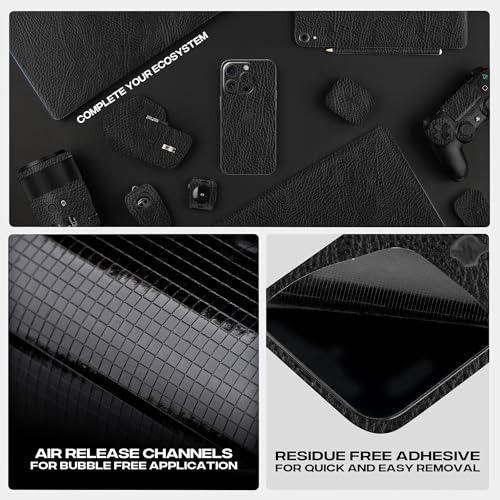 Image of Capes Tablet Skins Compatible with Samsung Galaxy Tab S9 FE Plus | Ultra-Thin Protective Film | Anti-Scratch Vinyl Decal Skin | Not Case /Cover (Black Leather, Back Skin)