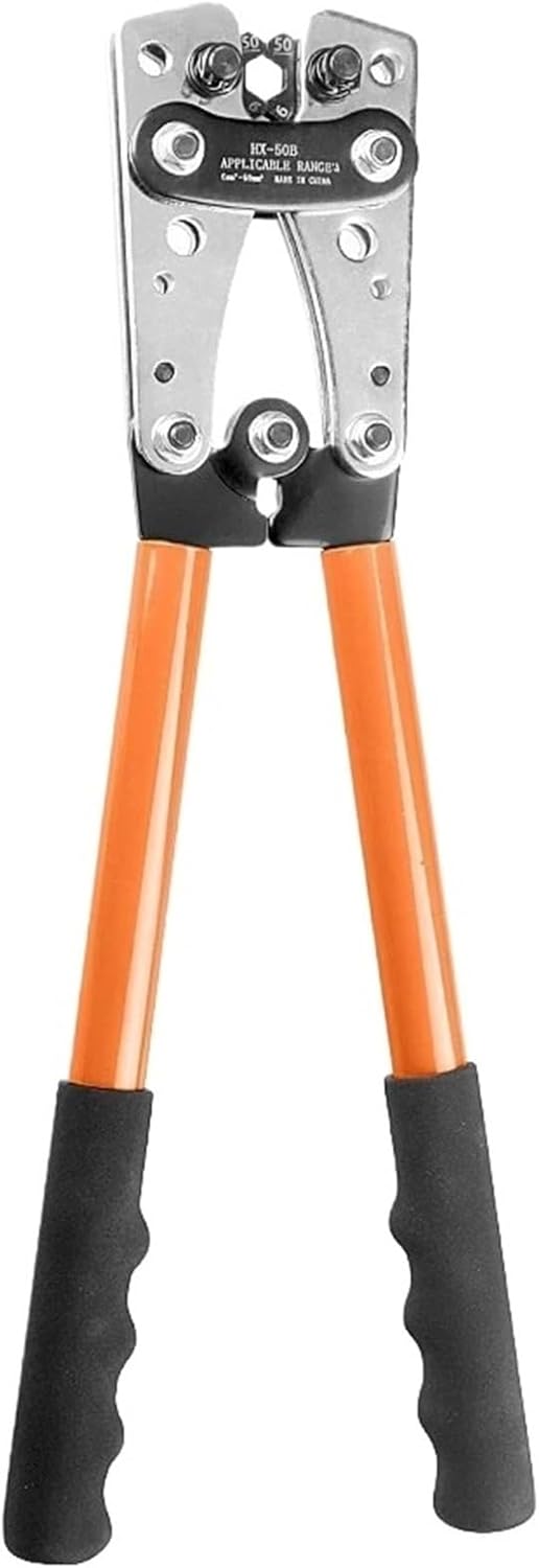 SHOKHI Crimping Pliers 6-50mm²/AWG 10-1/0 Tube Terminal Crimper Hex Crimp Tool Battery Cable Lug Cable Hand Tools HX-50B (Size : HX-50B Orange)