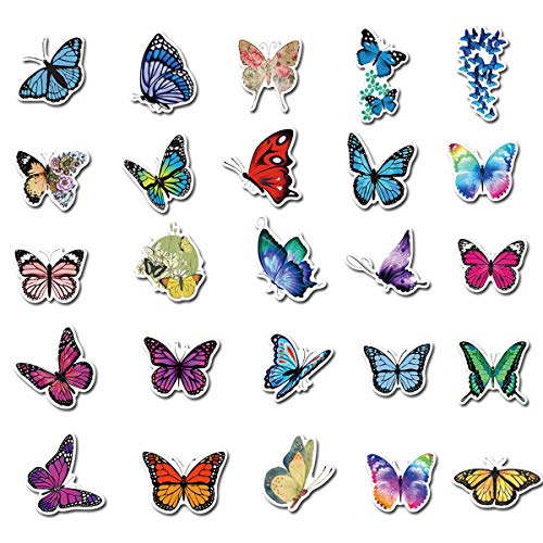 50Pcs Various Sweet Lovely Beautiful Butterfly Stickers Waterproof Vinyl Stickers For Water Bottle Luggage Bike Car Decals (Butterfly) #TOP5