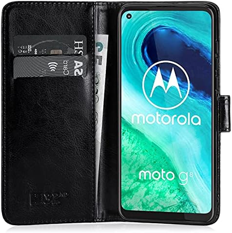32nd Book Wallet PU Leather Flip Case Cover For Motorola Moto G8, Design With Card Slot and Magnetic Closure - Black