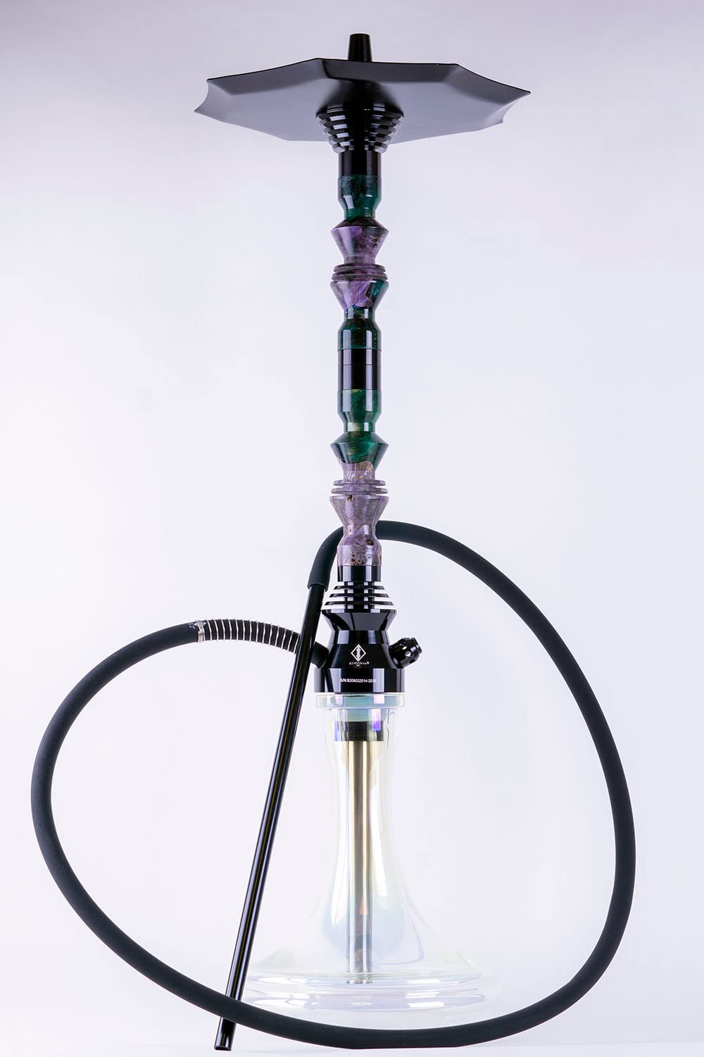 B2 Hookah Precious Cut Collection Double Green Galaxies Purple Stabilized Wood INCLUDES MATCHING VASE