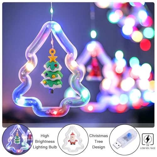 Image of V.E.S.P.A 3.5-Meter Window Christmas Lights - 10 Tree Design for Indoor and Outdoor Holiday Decor, Electric Incandescent String Lights (Multi Color)