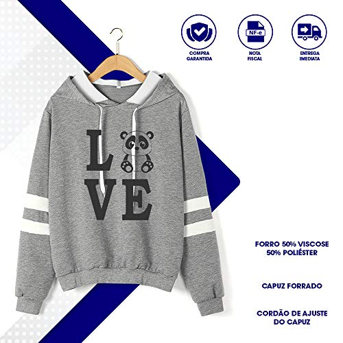 Conjunto Moletom Blusa de Frio Casaco Blusão Feminino Cinza Calça Punho Flanelado Agasalho Capuz Tam