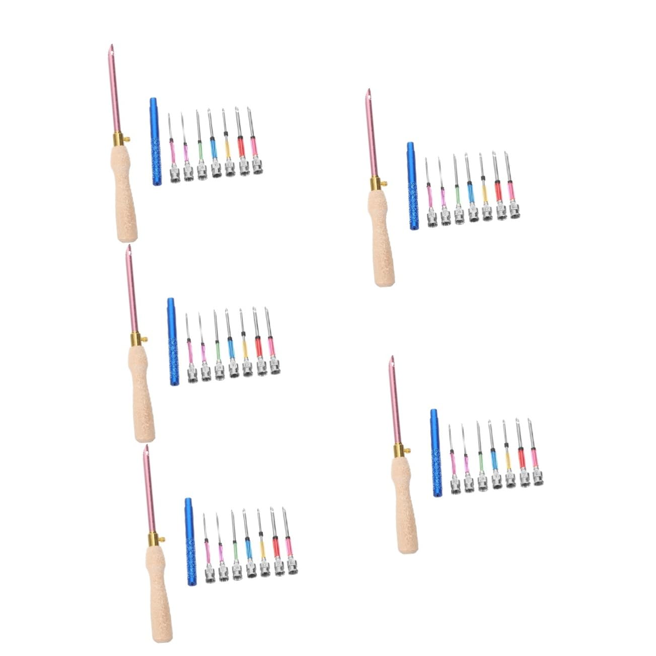5 Set di Aghi per Timbri Aghi per Ricamo Cucito Tessuto per Artigianato Quilting Punto Forniture per Ricamo Strumento per Ricamo Strumento per Maglieria Legno