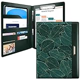 WAVEYU Padfolio/Resume Portfolio-Mappe für Damen und Herren, niedlicher schicker Padfolio-Ordner, Konferenz-/Rechtsdokumenten-Organizer mit Klemmbrett in Brief-/A4-Größe, Dokumentenhülle, grüne