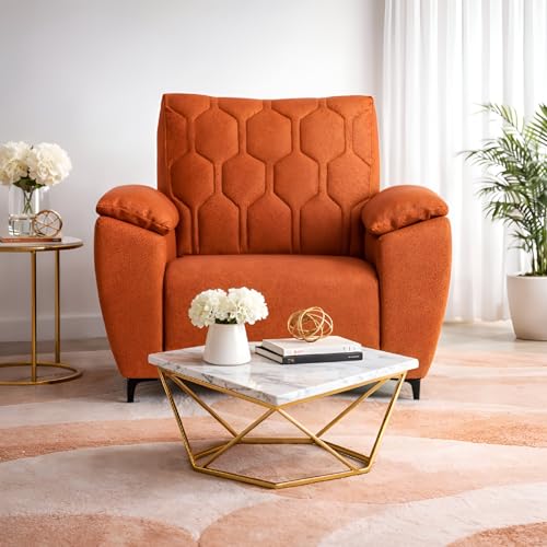Image of Centuary Sleepables Modena Premium Sofa|Classy Quilted Suede Fabric Upholstery|Fiber-Filled Back Cushion|Wide Plush Fibrefilled Armrests|Ergonomic Lumbar Support |Walnut Brown|3 Years Warranty
