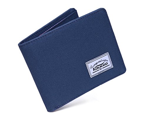 KAUKKO Men's RFID Blocking Bi-Fold Wallet(Nylon Blue)