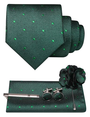 Image of JEMYGINS Mens Tie and Lapel Pin Necktie Pocket Square Cufflinks and Tie Clip Sets for Business Casual 5PCS