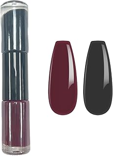 Shefave Quick Dry Nail Polish, 2 In 1 Dark Red & Black Nail Polish Set - Long Lasting Glossy Nail Gel Polish No Need Cure Nail Varnish Non Toxic Nail Polish - Nail Art DIY Manicure Home Use, 2 × 6ml