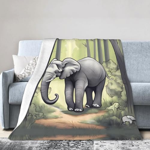 Couverture en micro polaire ultra douce Walking Elephant de luxe