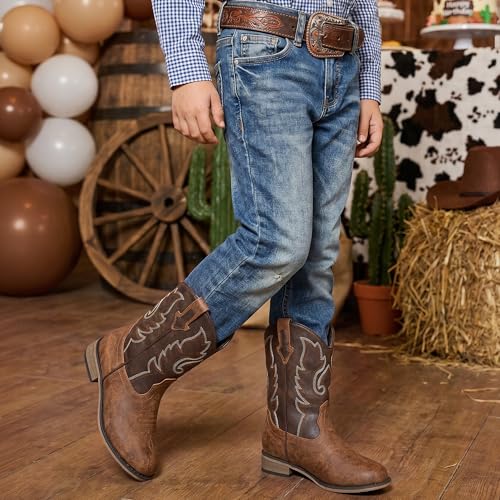 Image of Motasha Girls Cowgirl Boots Unisex-Child Mid Calf Glitter Toddler Cowboy Boot Little Big Kids Western Riding Shoes