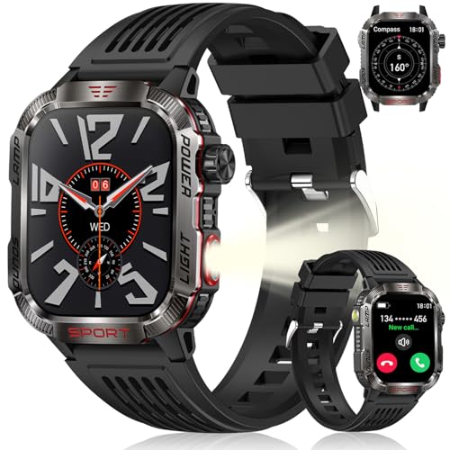 INMUA Smartwatch Uomo 2.01' con Chiamate Bluetooth,100+ Modalità Sportive,Impermeabile IP68 Orologio Uomo Smartwatch con Podometro/Monitoraggio Sonno/Frequenza Cardiaca per iOS Android,2 Cinturini