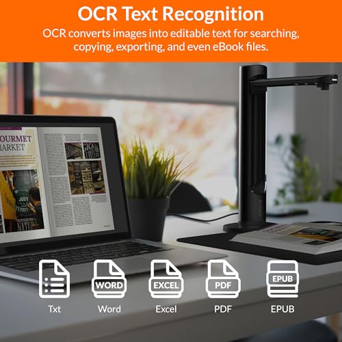 Image of Innex DS200 Professional USB Book & Document Scanner, 26MP | A3 Size, 120+ Language OCR, Auto-Flatten & Deskew, Finger Removal, Mic & LED, Hand Button, Foot Pedal, for Windows /MacOS