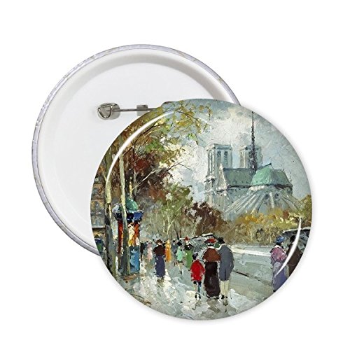 Badge paysage de rue hivernale pour égayer un manteau sombre L