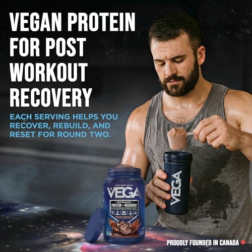Vega Protein + Recovery, Chocolate – 30g Vegan Protein, Dairy & Gluten Free, Probiotics, NSF Certified, 837g (19 Servings) — view 3