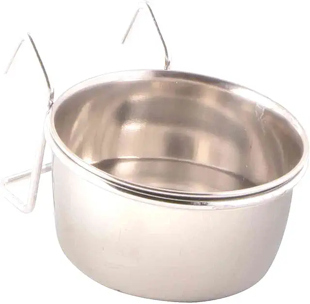 Trixie 5493 Edelstahlnapf mit Halter für Vögel, 150 ml