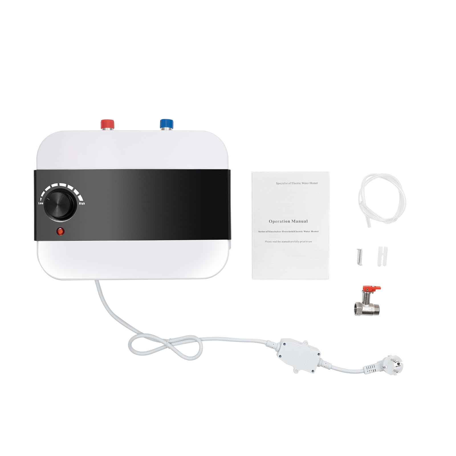 Qussse 6 liter warmwaterboiler, 1500 W, ondertafel, boiler, ondertafel, kleine boiler, waterboiler voor keuken, rechts, hotels en kapsalons