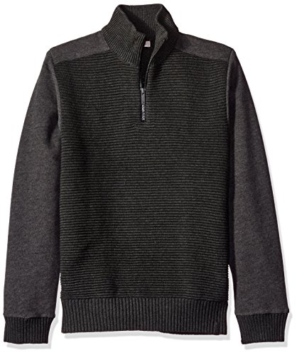 Calvin Klein Jeans Men's Quarter Zip Ottoman Tube Mixed Gauge Sweater
