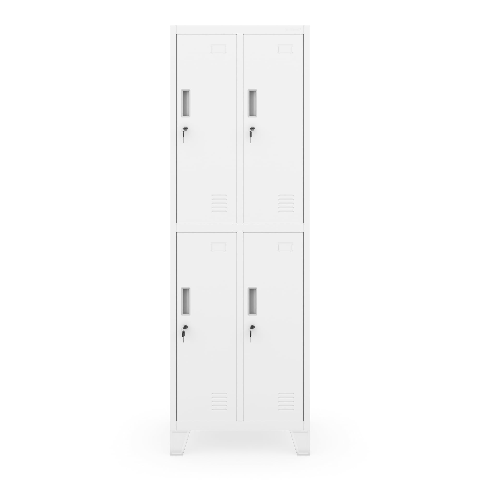 Jan Nowak taquilla metálica para Vestuario colectivo Armario de Acero con 4 Compartimentos Independientes Barra para Ropa ventilación portanombre y cerraduras Individuales 172 x 56 x 45 cm | Taquilla para 4 usuarios, barras para ropa, ventilación, soporte