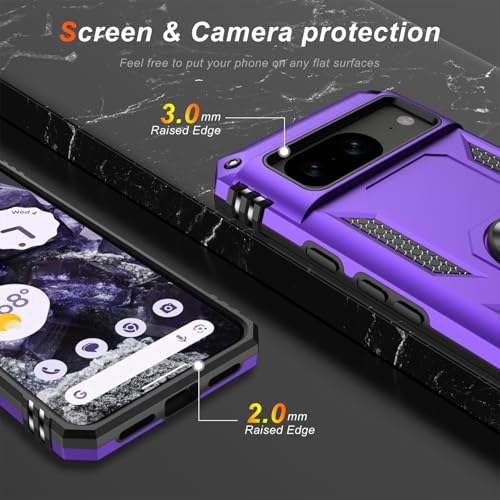 Coque de protection Google Pixel 8A avec anneau pour support auto - 3