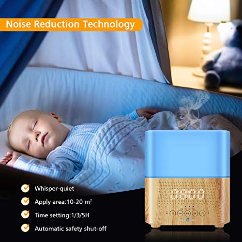 Alarm Clock Essential Oil Diffuser, Aromatherapy Diffuser With Bluetooth Speaker,Daroma 300Ml Scent Mist Fragrance Ultrasonic Room Humidifier,7 Color Mood Lights Home Office Gift Night Lamp,Light #TOP4