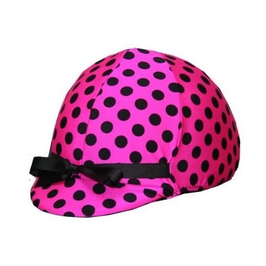 Equestrian Riding Helmet Cover - Polka Dots on Hot Pink