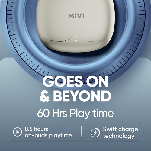 Image of Mivi SuperPods Studio ANC TWS Ear Buds Wireless, 38dB Quad Mic Noise Cancellation, Hi-Res Audio with LDAC, 3D Soundstage, Up to 60H Playback, Bluetooth True Wireless Earbuds