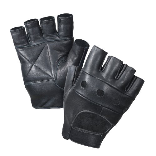 Kango Fitness Gant Mitaine Cuir Noir pour Cyclisme Moto Gym Musculation - XL, Noir