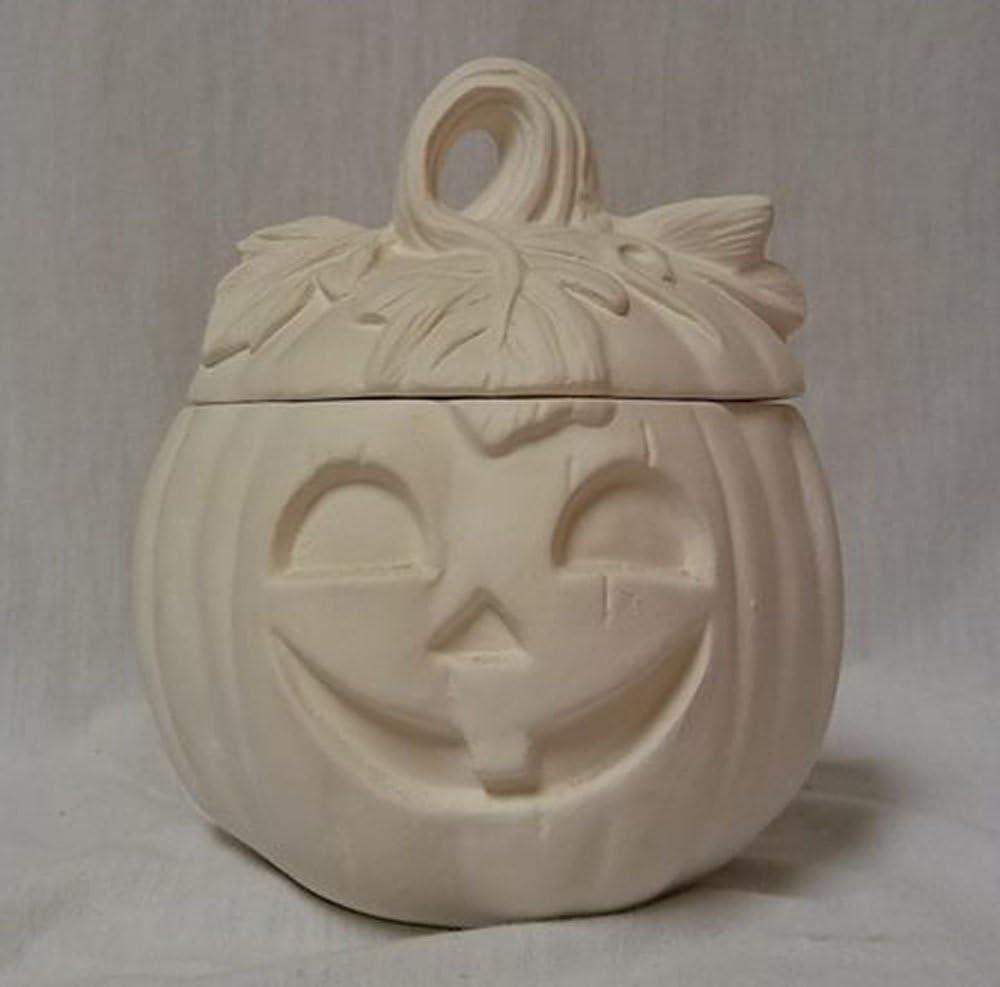 Pumpkin Candy Dish Container 6 x 4 Ceramic Bisque, Ready to Paint, Glazed Inside