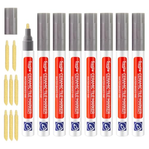 8 Piezas Otulador de Lechada Gris,Plumas de Azulejos Marcador de Reparación,Impermeabilizante Bolígrafo para Azulejos,Olor de Fondo Lápiz para Juntas para Azulejos,Pared,Suelo