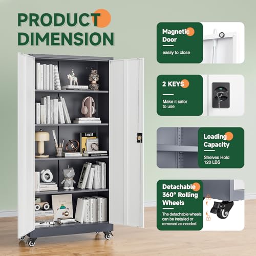 image for Letaya Metal Garage Storage Cabinets with Lock Door and Adjustable She