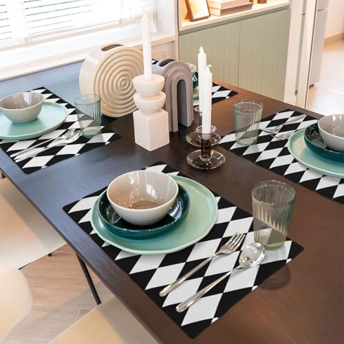 Sets de table lavables et résistants à la chaleur imprimé losanges x4