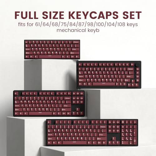 Image of dagaladoo Double Shot PBT keycaps Set,Dark Red Keyboard caps,Cherry Profile Keycaps 60 65 75 100 Percent,126- Key Custom keycaps for Mechanical Keyboard Gaming(61 /64 /68 /84 /87 /100 /104 /108)