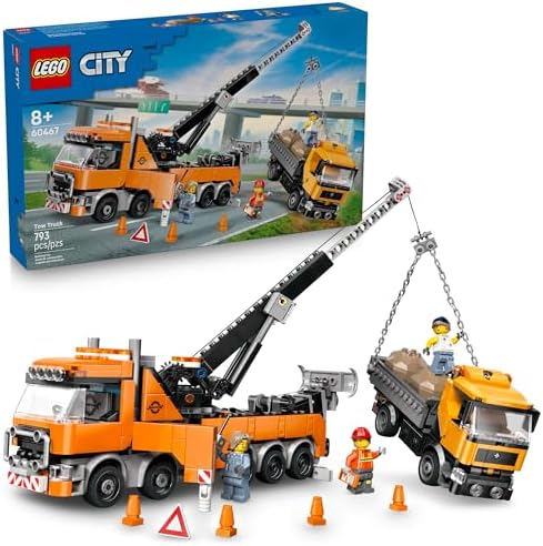LEGO City Heavy-Duty Recovery Tow Truck with Crane Building Toy - Dump Truck & Tow Truck Toys for Boys & Girls, Ages 8+ - Pretend Play Set for Kids - Gift Idea for Birthdays & Holidays - 60467