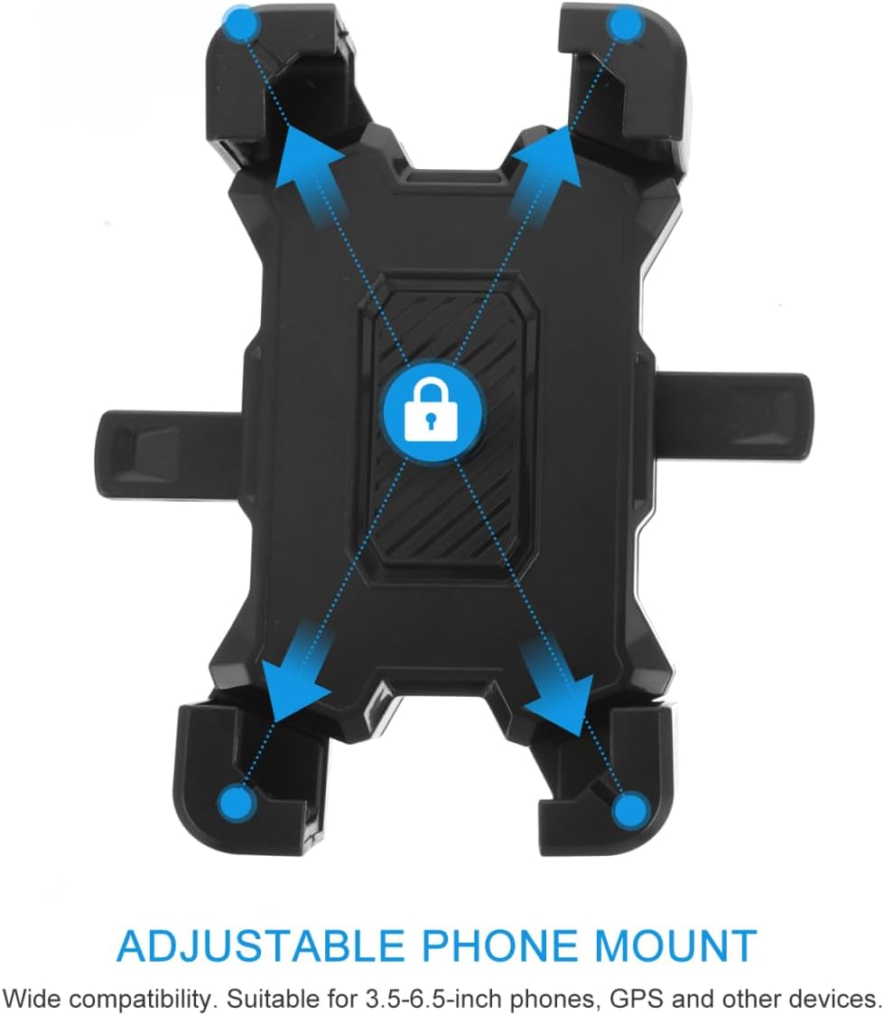 ULTECHNOVO Universal Motorcycle Phone Mount Rearview Mirror Holder Adjustable Shockproof Cell Phone Clamp for Bikes Tool-Free Installation Fits 4 0 Inch Smartphones